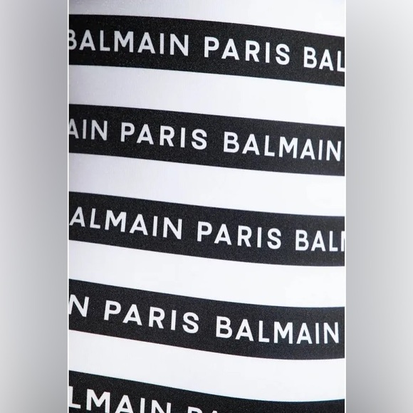Balmain Small 2 black & white Authentic monogram logo one piece swimsuit high - Picture 11 of 12